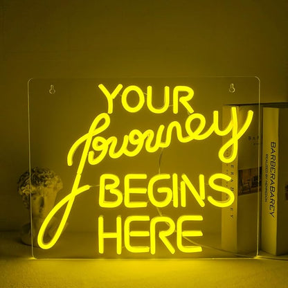 NOSUN Journey Begin Neon Sign Wedding Neon Signs for Wall Decor LED Sign Yellow Neon Light Sign Neon Lights with Dimmable Encourage for Bedroom Bar Club Apartment Home Party