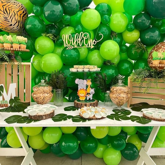 Green Balloons, 50pcs 12 Inch Different Shades Dark Green Balloons Green Latex Party Balloons for Party Decorations Patrick's Day Jungle Forest Themed Decorati