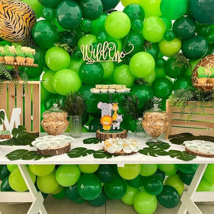 Green Balloons, 50pcs 12 Inch Different Shades Dark Green Balloons Green Latex Party Balloons for Party Decorations Patrick's Day Jungle Forest Themed Decorati