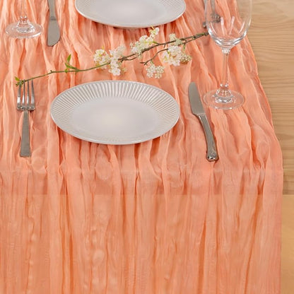 MLMC 3 Pack Peach Cheesecloth Table Runner 10ft Rustic Gauze Cheese Cloth Table Runner 35x120 Inches for Wedding Bridal Baby Shower Party Decor