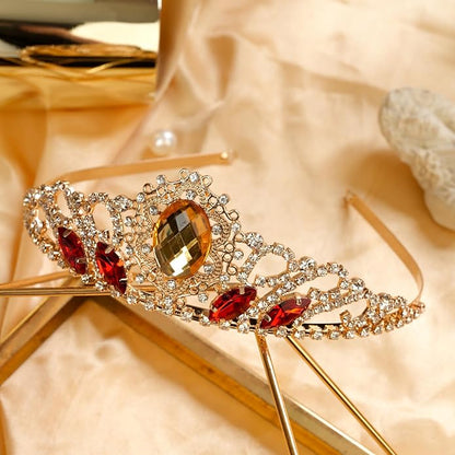 Princess Dress Up Accessories Tiara Crown Sparkle Gold Crown for Birthday Christmas Halloween Cosplay
