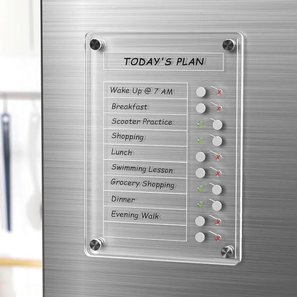 NiHome Acrylic Magnetic to Do List Planning Board with Sliders & Desktop Stand, Chore Chart for Kids & Adults, Checklist Routine Chart Task Board for Fridge & Desk, for Magnetic Metal Surfaces Only