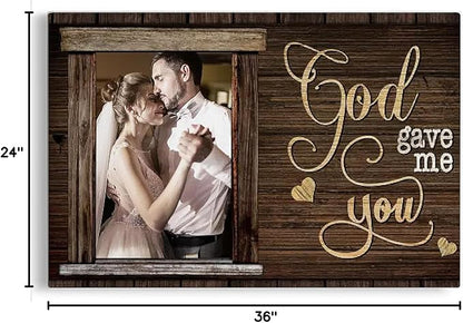 Dem Canvas Personalized Canvas Prints, Custom Photo And Name, God Gave Me You, Wedding Gifts For Couple Anniversary Wedding Engagement Gift For Couples Canvas (36x24)
