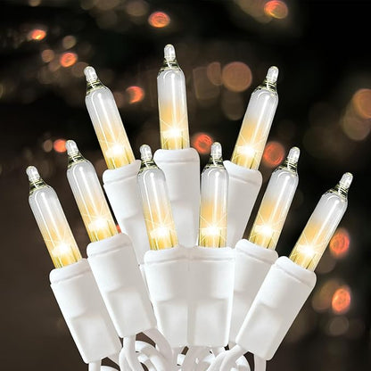 Christmas Lights 100 Count Clear Christmas Tree String Lights with White Wire for Outdoor Indoor Christmas Decorations Wedding Decorations Valentines Day Decor,UL Certified (21feet)