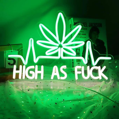 JFLLamp Leaf Weed Neon Signs LED Neon Lights Signs for Wall Decor Bedroom Suitable for Living Room Bar Game Room Hotel Birthday Party Restaurant Christmas Unique Gift for Lover 16 * 12 Inch(Green)