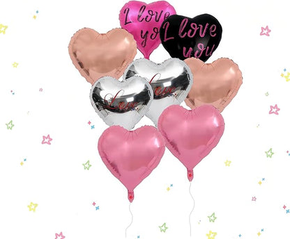 8 pcs heart-shaped balloons, 18 inch heart-shaped foil balloons, suitable for wedding decoration, engagement, birthday, holiday, Valentine's Day party theme decoration