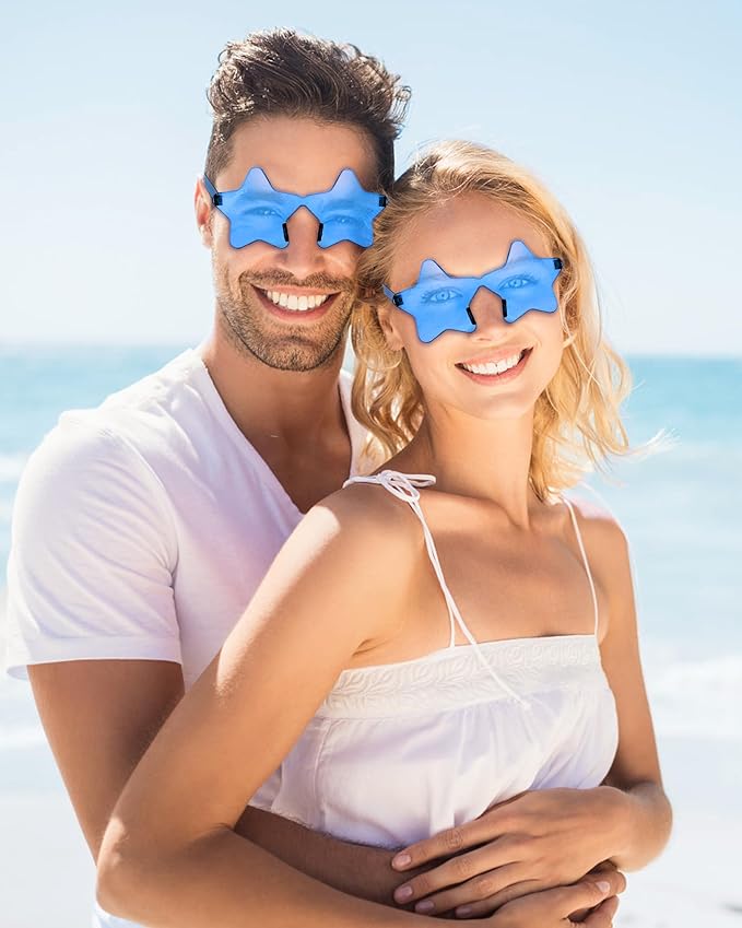 40 Pairs Rimless Star Sunglasses Bulk Wholesale Transparent Candy Color Star Glasses for Women Men Party Favors