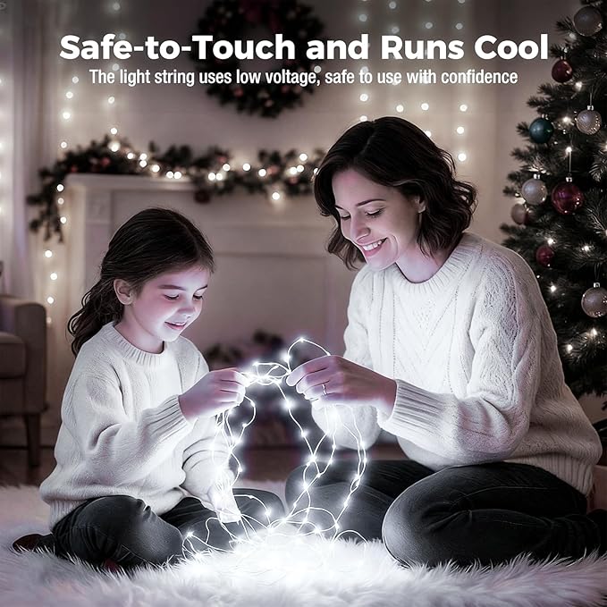 litogo 20 Pack 7FT 20 LED Fairy Lights Battery Operated, 3 Lighting Modes, Bulk Mini Twinkle String Lights Waterproof Silver Wire for Weddings Mason Jars Party Christmas Decorations-Cold White