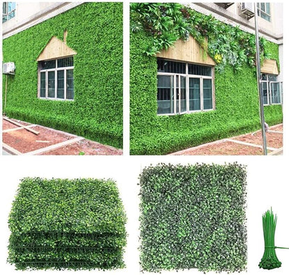 ZXMOTO 20"x20" Artificial Boxwood Hedge Panels 12PCS Artificial Boxwood Panels Topiary Hedge Plant Faux Grass Wall Decoration Faux Greenery Wall Panel for Indoor Outdoor Garden Backyard Home Decor