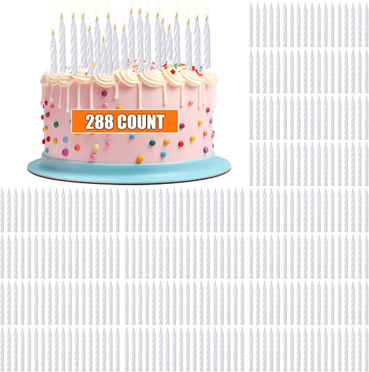 MTLEE Spiral Birthday Candles Colorful Cake Paraffin Candles for Celebrating Birthday Cake Decorations for Holiday Party(1 Color,288 Pcs)