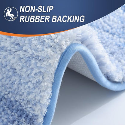 OLANLY Bathroom Rugs Mat 59x24, Extra Soft Absorbent Microfiber Bath Rugs, Rubber Backing, Quick Dry, Machine Washable Bath Mats for Bathroom Floor, Tub and Shower, Home Decor Accessories, Light Blue