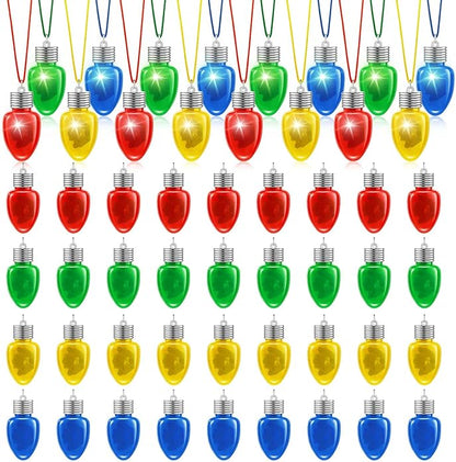 Yinkin 40 Pcs Light up Necklace Flashing Bulb Necklaces Men Women Glow Necklaces Bulk for Xmas Party Favors Stocking Stuffers Christmas Decoration Party Supplies, Assorted Color