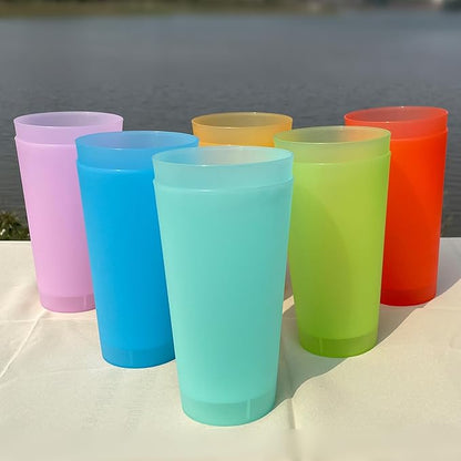 32-ounce Unbreakable Plastic Tumblers - Lightweight Large Drinking Cups set of 12, Reusable BPA-free Dishwasher Safe | Stackable