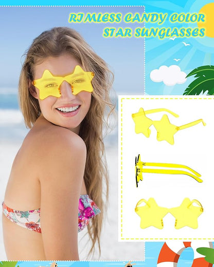 20 Pairs Rimless Star Sunglasses Bulk Transparent Candy Color Star Glasses for Women Men Party Favors