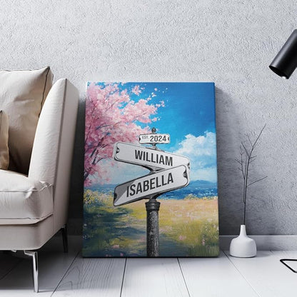 GABITA Personalized Crossroads Street Sign Wall Art for Couples, Anniversary Canvas for Couple, Gift for Valentines Day, Girlfriend Boyfriends Gifts, Custom Poster for Wife and Husband 3