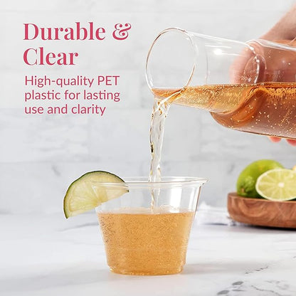 Prestee 400 Pcs Clear Plastic Party Cups Disposable - 9 oz Clear Plastic Cup for Cold Beverages, Cocktails, Smoothies, and Desserts - Durable PET Cups for Gatherings, Events, and Catering