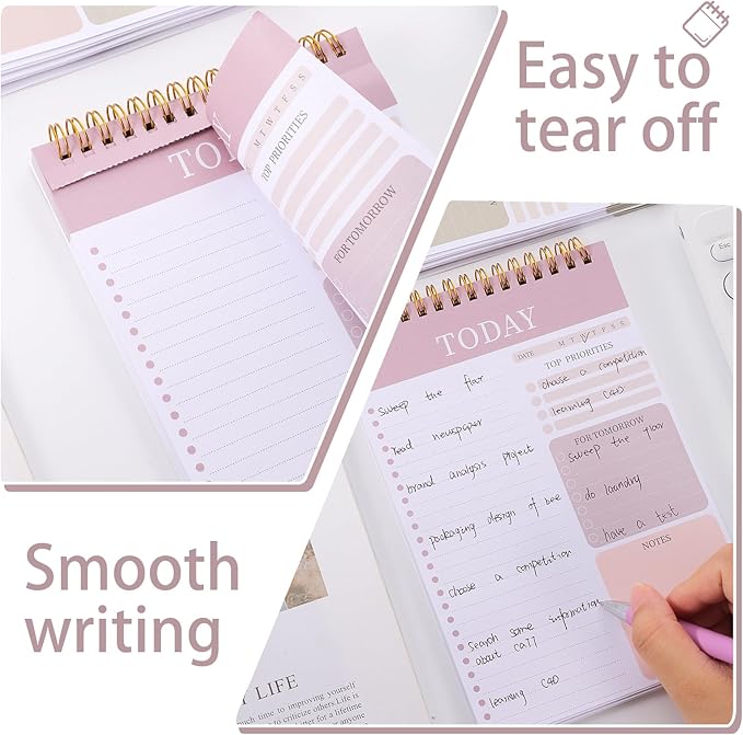 2 Packs To Do List Notepad, Total 208 Pages To Do List Notebook A5 Undated Daily Planner Notepad with Task Checklist Home Office School Supplies