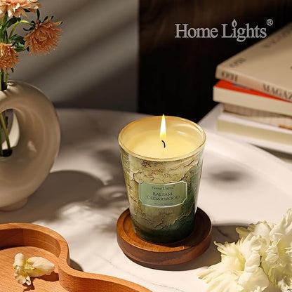 HomeLights Balsam Cedarwood Scented Candles | 6.7oz Soy Candles Industrial Chic Large Candle Jars | Ideal Candle Gifts for Events, Home Decor Stress, Relief & Relaxation