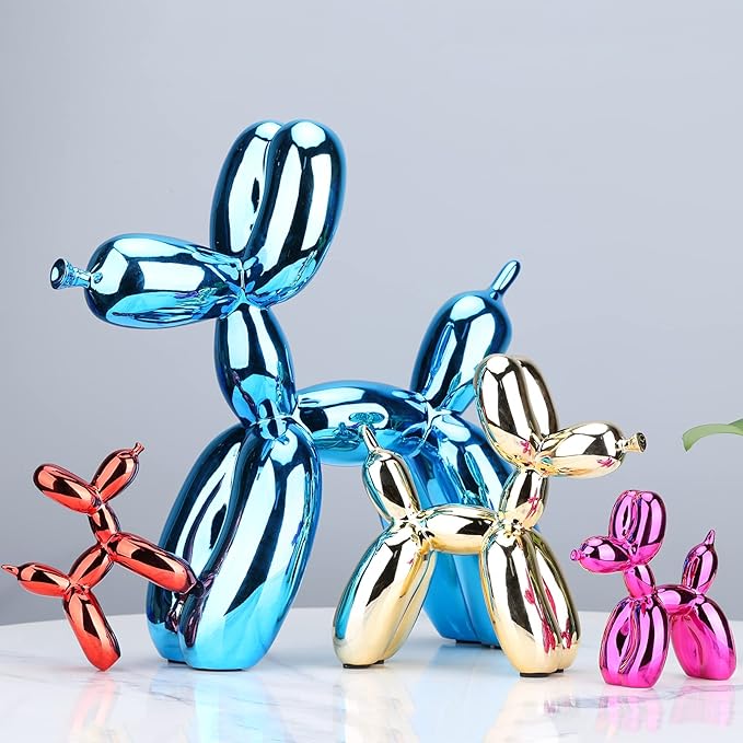 Blue Balloon Dog Decor,Balloon Animal Decor,Shelf Decor Preppy Room Decor,Cute Statue Home Decor, Bedroom Modern Sculpture Desk Decor,Office Gold Decorations Small Figurines