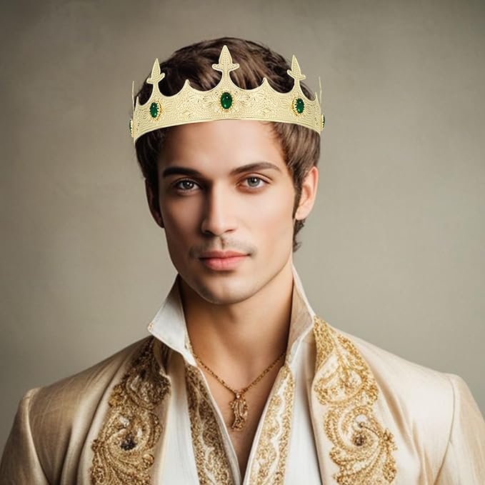 King Crowns Metal Hair Band for Men Gold Crowns and Tiara for Theme Birthday Party Costume Accessories