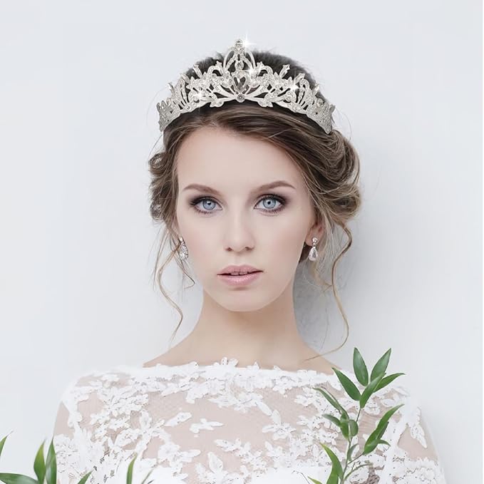 Kamirola Crystal Crowns and Tiaras Headband for Girl or Women Birthday Party Wedding Prom Bridal Christmas Valentine Mother's DayTR20 (Silver)