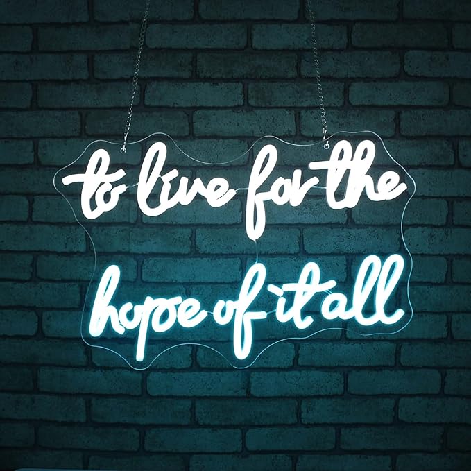 Neon Signs for Wall Decor, JGHTURIE To Live for the Hope of It All Neon Sign for Room Home Party Office Beer Bar Led Signs for Man Cave Light Up Sign USB Powered