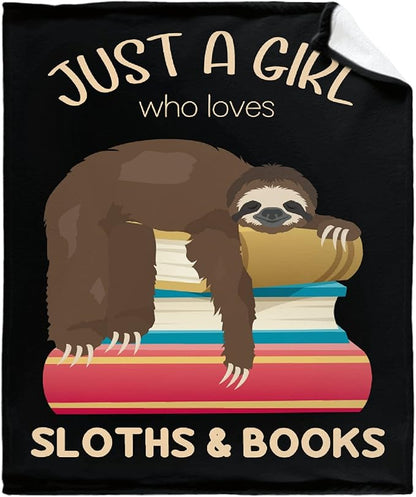 Just a Girl Who Loves Sloths and Books Blanket Lightweight Cozy Flannel Fleece Throw Blanket Best Gift Home Decor for Bed Couch Outdoor Camping 40"x30" XS for Pets Toddler