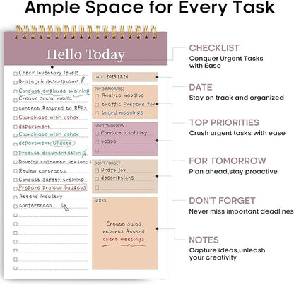 Taja To Do List Notepad - To Do List Notebook for Work with 52 Sheets, 9.8" x 6.5", Undated Daily Planner Perfect for Daily Tasks and Goal Setting, Notepad Suitable for Office, Home & School - Purple
