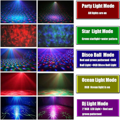 Disco Ball Party Lights,DJ Disco Lights,Sound Activated LED Stage Light Star Ocean Projector with Remote Control for Home Decoration Parties Gift Club Bar Festival Christmas Birthday Wedding