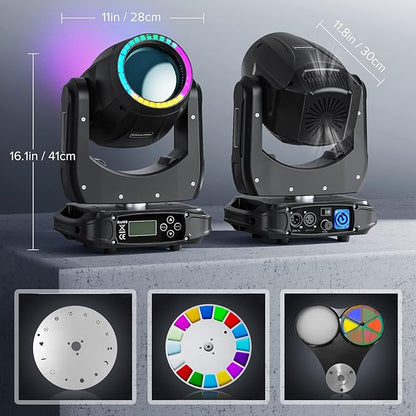 2Pcs 150W Moving Head Lights DJ Lights Spotlights 15 Gobos 13 Colors 16 Channels DMX 512 with Sound Activated for Stage Lighting Wedding Party