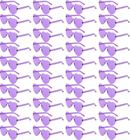 40 Pairs Heart Shaped Sunglasses Bulk, Colorful Rimless Fun Heart Sunglasses for Women Party Favors