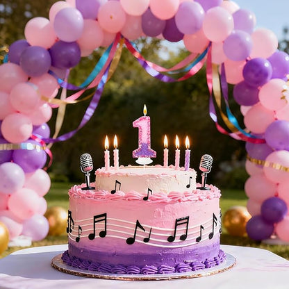 Birthday Number Candles for Cake, Pink Purple Glitter Number Candles for Cake Toppers, Ideal Birthday Parties Cake Decor, Wedding Anniversary and Other Celebrations (1 Candle)