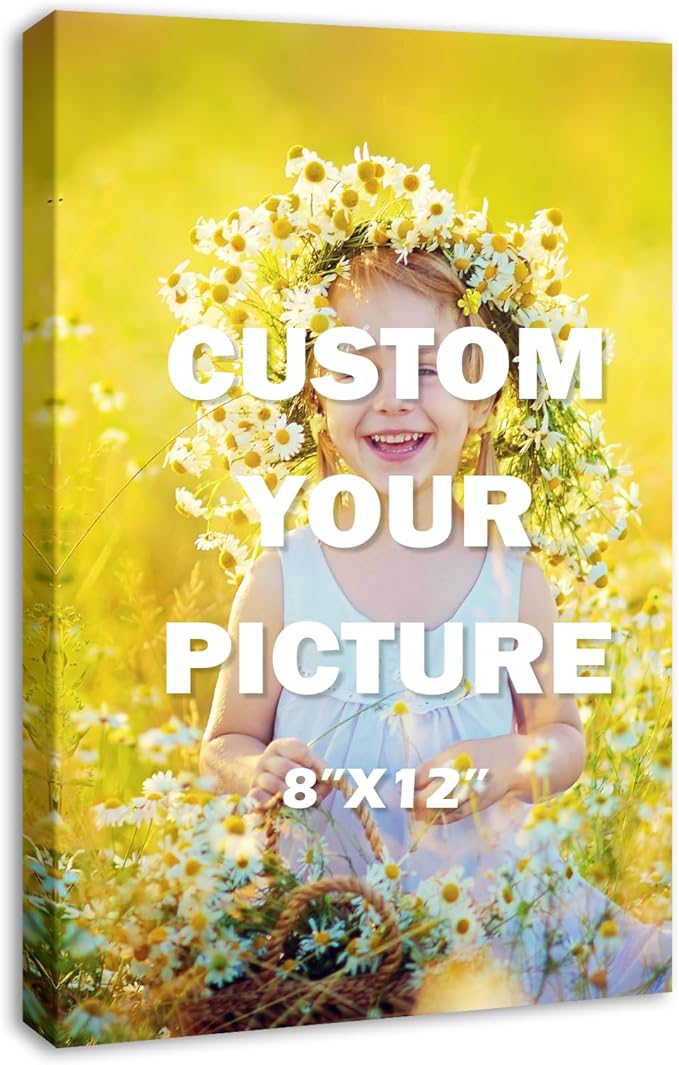 DBLAKI Personalized Photo to Canvas Print - Custom Canvas Prints With Your Photos,Custom Picture Frames Photo Prints Wall Art Ideal for Home Decor Gifts Keepsakes 8"x12"
