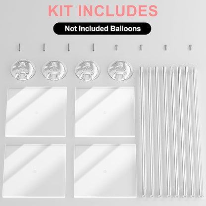 4 Pack Clear Acrylic Table Balloon Stand Kit, 23.6 Inch Tabletop Balloons Centerpiece Stand with Base, Balloon Stick Holder for Wedding, Baby Shower, Birthday Party Decoration