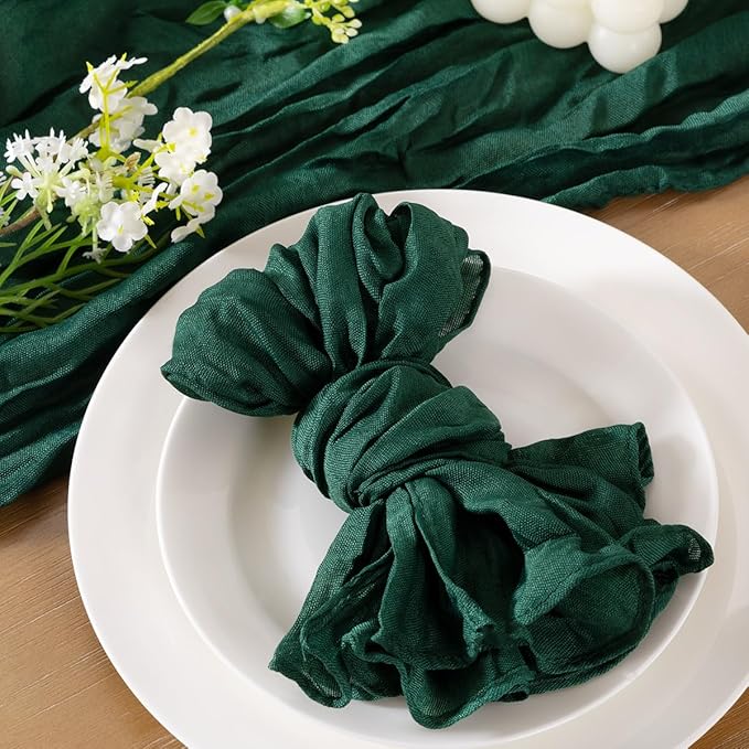 Socomi Emerald Green Cheesecloth Napkins Fall Thanksgiving Cheese Cloths Gauze Set of 36 Boho Washable Dinner Table Napkins for Wedding Party Baby Shower Birthday Party Decor