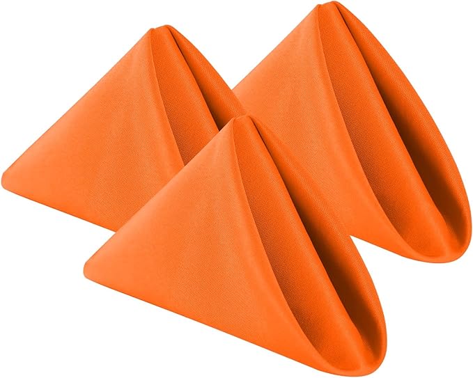 Cupuamon Cloth Napkins 17x17 inch Washable Polyester Dinner Napkins Soft Table Napkins for Wedding Party Dining Banquet(Orange,50PCS)