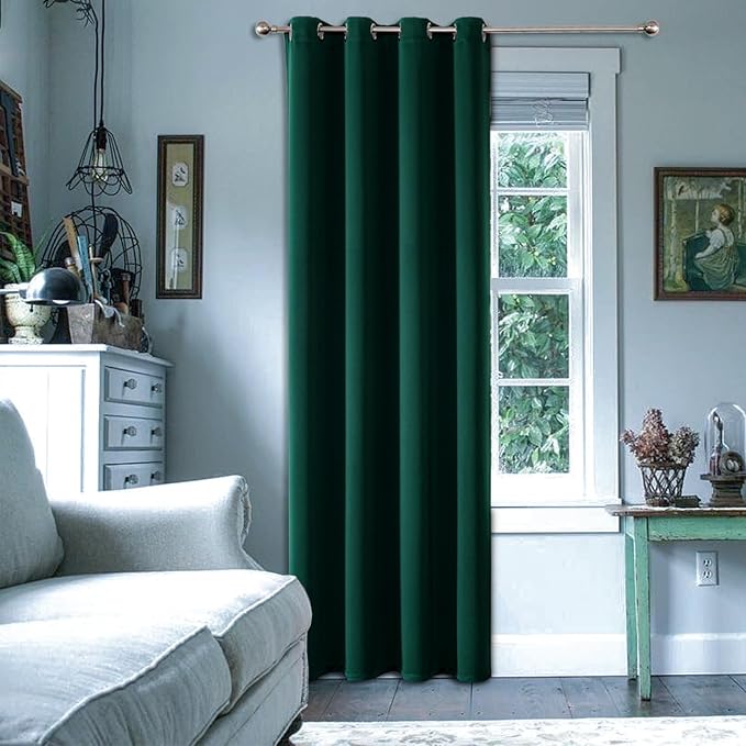 ChrisDowa Blackout Curtains 102 Inches Long for Living Room, Grommet Thermal Insulated Room Darkening Curtains for Bedroom (1 Panel Set, Forest Green, 52W x 102L)