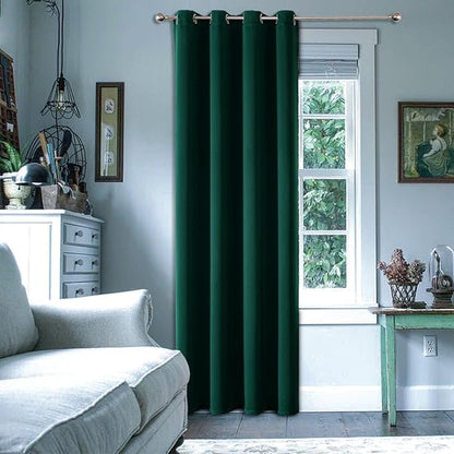 ChrisDowa Blackout Curtains 102 Inches Long for Living Room, Grommet Thermal Insulated Room Darkening Curtains for Bedroom (1 Panel Set, Forest Green, 52W x 102L)