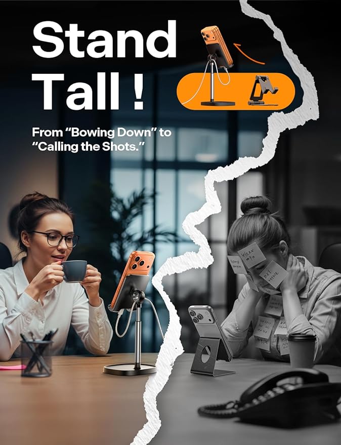 LISEN Cell Phone Stand Phone Holder for Desk Office Decor, Office Desk Accessories Gifts Women PC Gaming Essentials iPhone Stand Gadgets Men Fit OtterBox Case Switch iPad Air Tablet 4-10 in