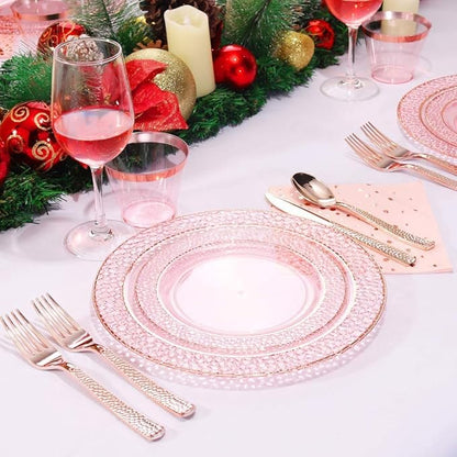 Supernal 360pcs Rose Gold Plastic Silverware,Rose Gold Utensils,Heavy Weight Plastic Cutlery,Disposable Silverware Sets Include 120 Forks,120 Spoons,120 Knives,Suitable for Wedding,Monther's Day,Party