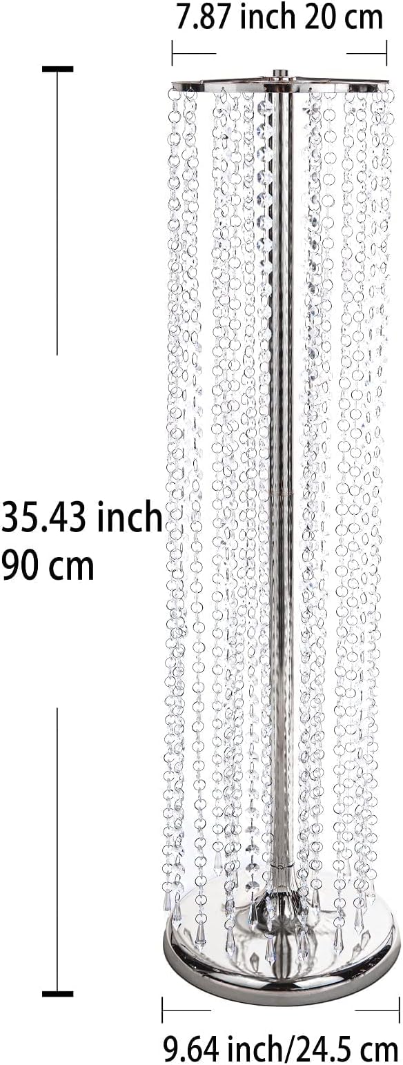 Set of 10 Luxury Crystal Metal Flower Stand - 35.4inch Tall Wedding Centerpieces for Tables, Parties, Wedding Waypoints, Home Decor（Silver,10pcs）