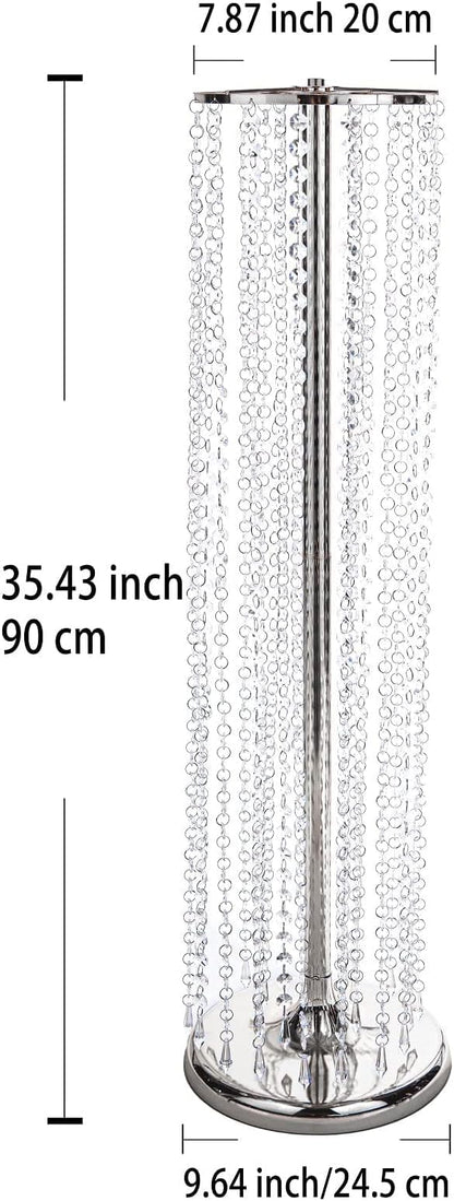 Set of 10 Luxury Crystal Metal Flower Stand - 35.4inch Tall Wedding Centerpieces for Tables, Parties, Wedding Waypoints, Home Decor（Silver,10pcs）