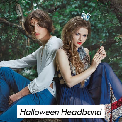 VELSCRUN Blue Crystal Tiara Headband, Crowns for Women, Princess Girls Tiaras, Royal Queen Crown Princess Quinceanera Headpieces for Birthday Prom Bride Wedding Pageant Party Hair Band