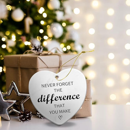 Never Forget The Difference That You Make,Thank You Gifts Ceramic Ornament 2025,Keepsake Sign Heart Farewell Going Away Goodbye Appreciation Retirement Gifts for Women Men Coworker Boss Friend