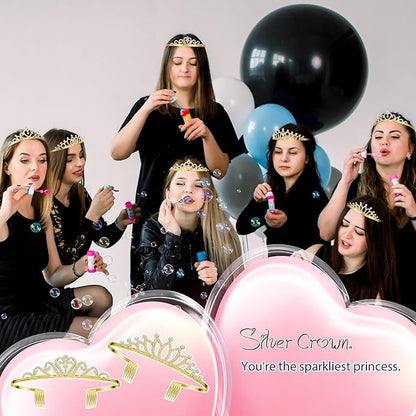 24 Pcs Crystal Tiara Headbands for Women Princess Headband Crown with Combs Tiaras and Crowns for Pageant Bridal Wedding Prom Party Gifts