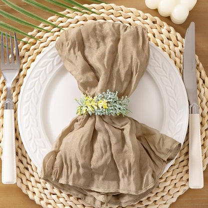 Socomi Nude Coffee Cheesecloth Napkins Fall Thanksgiving Cheese Cloths Gauze Set of 24 Boho Washable Dinner Table Napkins for Wedding Party Baby Shower Birthday Party Decor