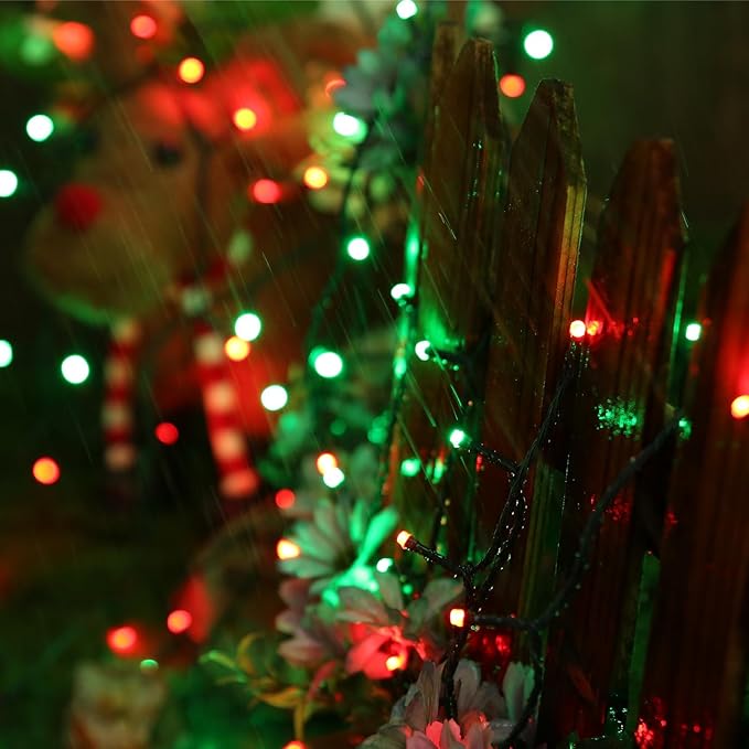 Joomer Christmas String Lights - 32FT 100LED Plug-in RGB String Lights with Remote, Waterproof Outdoor Indoor with Timer Memory Function for Tree, Yard, Christmas Decor (Non-Connectable)