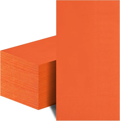 100 Pcs Orange Paper Napkins Disposable - Orange Guest Dinner Napkins for Bathroom Wedding Birthday Picnic Fall Thanksgiving Party