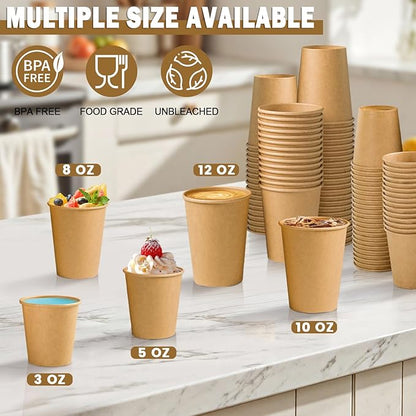 Lamosi 600 Pack 3 OZ Kraft Paper Cups, Disposable Bathroom Cups, Small Mouthwash Cup, Hot/Cold Beverage Cup for Home, Kitchen, Stores