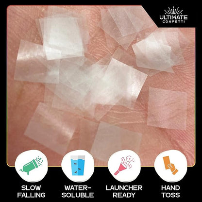 Ultimate Confetti - Premium White Snow Rice Paper Dissolving Confetti 1/4" - Eco Friendly & Biodegradable